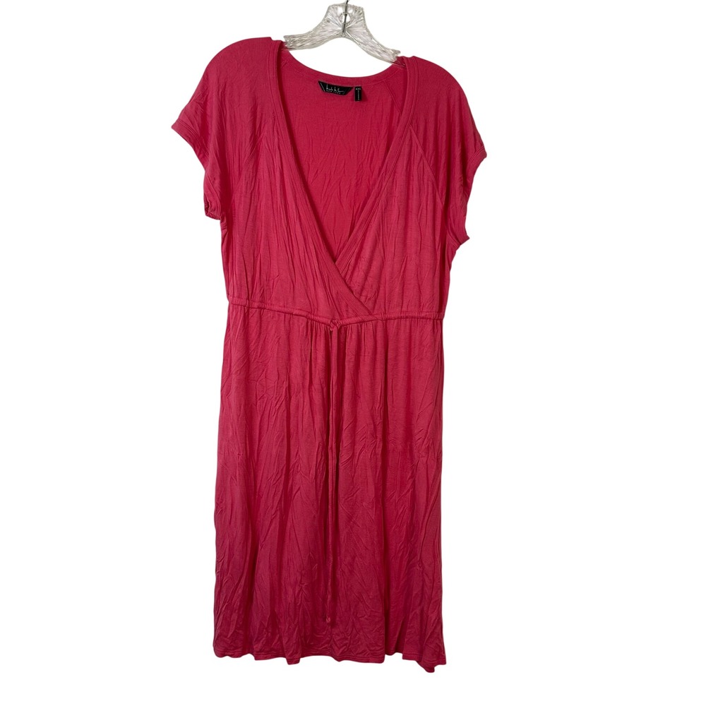 Nicole Miller New York Fandango Pink Surplice Dress XXL NFSJ0513 Short Sleeve